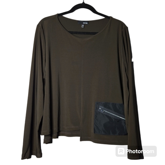 Sun Kim Brown Blouse w Zip Pocket Size 1x - Picture 1 of 5
